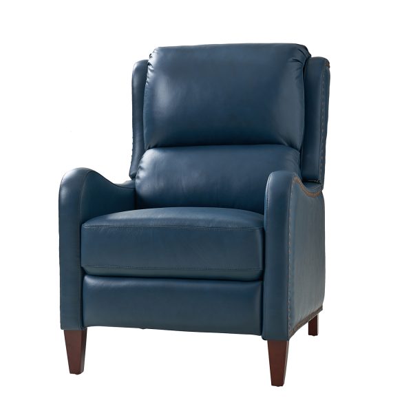 Hyde Turquoise Genuine Leather Mid Century Modern Wingback Recliner 1
