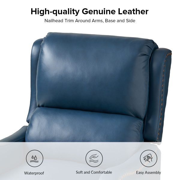 Hyde Turquoise Genuine Leather Mid Century Modern Wingback Recliner 2