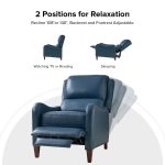 Hyde Turquoise Genuine Leather Mid-Century Modern Wingback Recliner 9 Hyde Turquoise Genuine Leather Mid-Century Modern Wingback Recliner