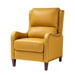 Hyde Yellow Leather Mid-Century Modern Nailhead Trim Recliner 7 Hyde Yellow Leather Mid-Century Modern Nailhead Trim Recliner