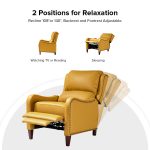Hyde Yellow Leather Mid-Century Modern Nailhead Trim Recliner 9 Hyde Yellow Leather Mid-Century Modern Nailhead Trim Recliner