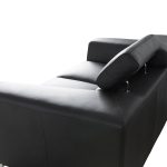 ICON Black Leather Loveseat with Adjustable Headrests and Steel Legs