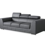 ICON Dark Grey Leather Sofa Adjustable Headrests