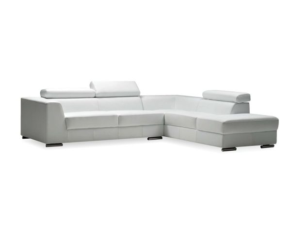 ICON Leather RSF Chaise Sectional Adjustable Headrest Polished Steel Legs