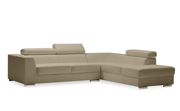 ICON Wheat Leather RSF Chaise Sectional Adjustable Headrest Steel Legs