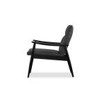INGA Black Leather Lounge Chair Black Rubberwood Frame 8 INGA Black Leather Lounge Chair Black Rubberwood Frame