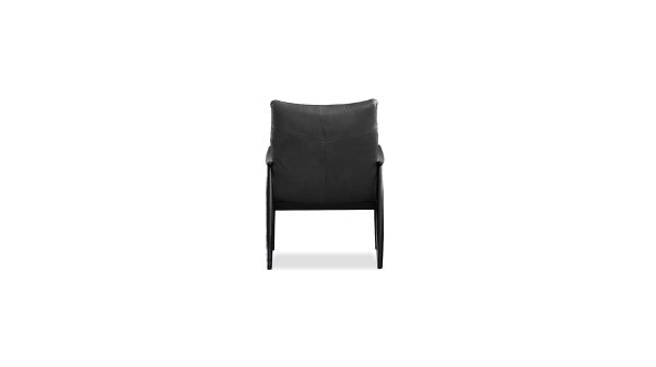 INGA Black Leather Lounge Chair Black Rubberwood Frame 4