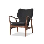 INGRID Grey Wool Lounge Chair Walnut Ash Frame