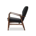 INGRID Grey Wool Lounge Chair Walnut Ash Frame