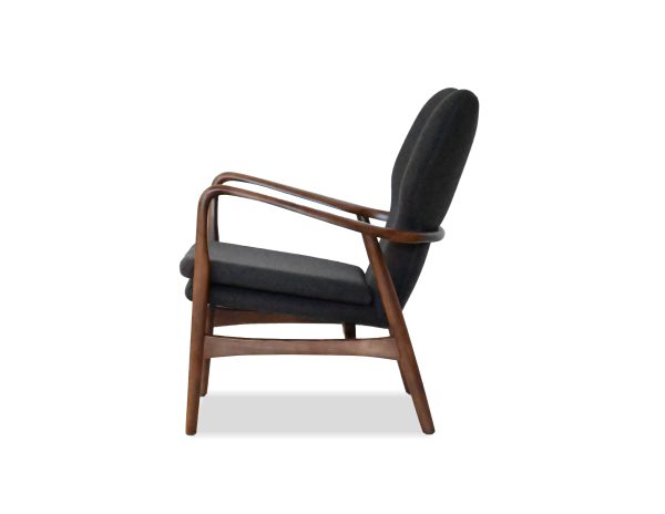 INGRID Grey Wool Lounge Chair Walnut Ash Frame 4