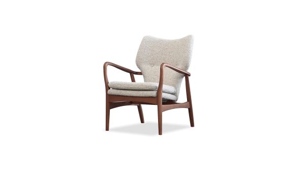 INGRID Lounge Chair Walnut Ash Frame Ribbed Fabric