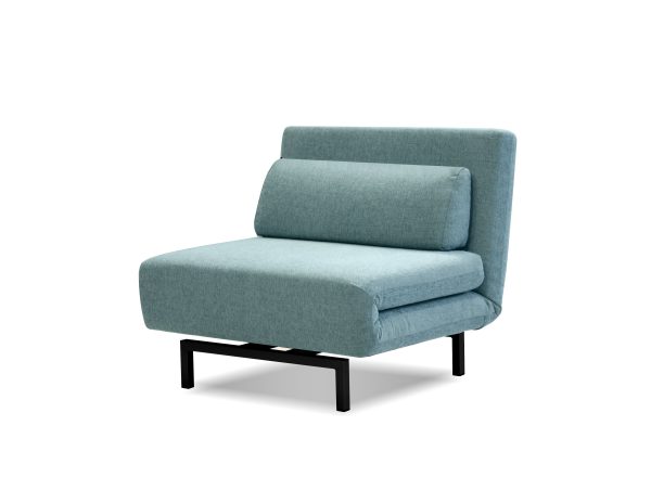 ISO Peacock Tweed Swivel Chair Bed Black Legs