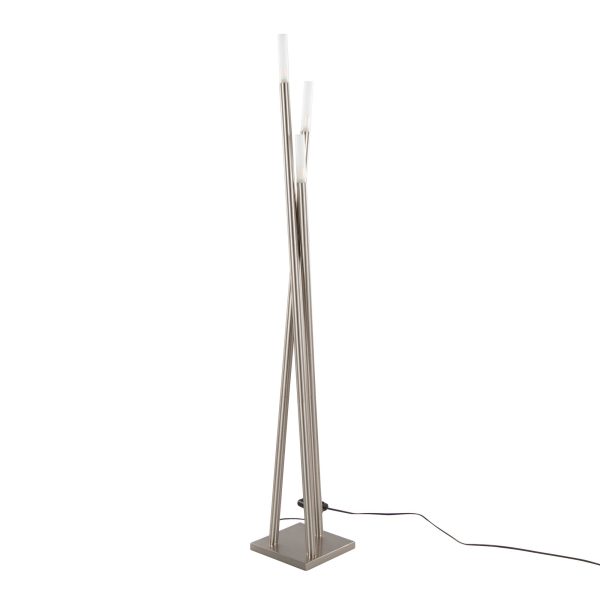 Icicle Contemporary Brushed Nickel Frosted Glass Floor Lamp 10
