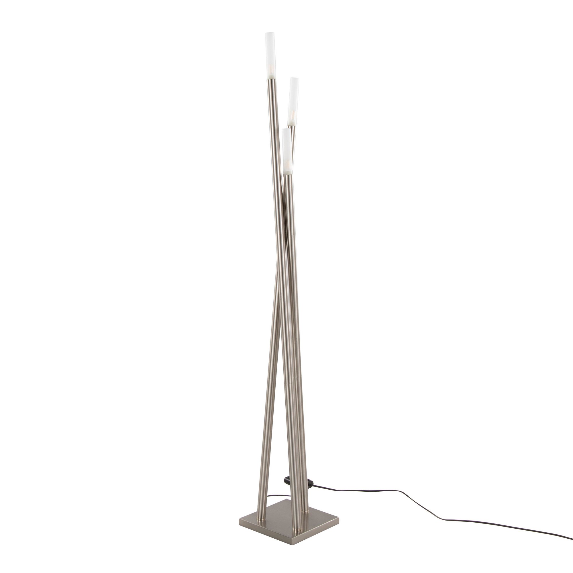 Icicle Contemporary Brushed Nickel Frosted Glass Floor Lamp 10 Icicle Contemporary Brushed Nickel Frosted Glass Floor Lamp - Image 10