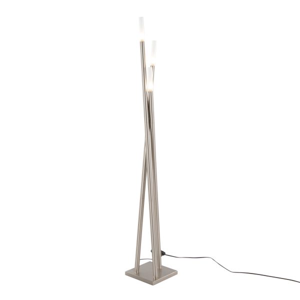 Icicle Contemporary Brushed Nickel Frosted Glass Floor Lamp 5
