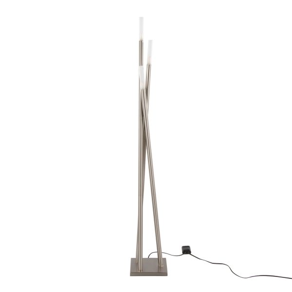 Icicle Contemporary Brushed Nickel Frosted Glass Floor Lamp 6