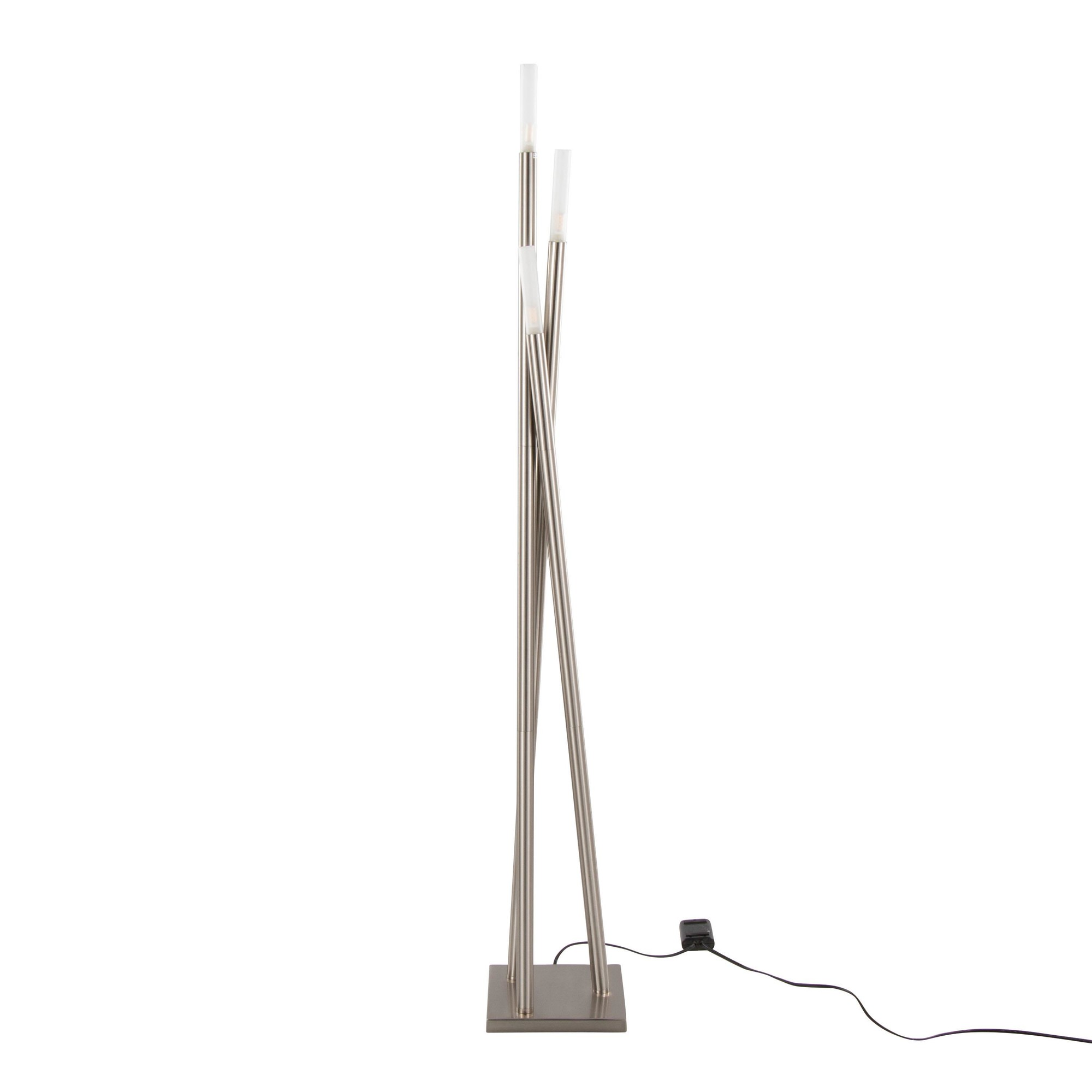 Icicle Contemporary Brushed Nickel Frosted Glass Floor Lamp 6 Icicle Contemporary Brushed Nickel Frosted Glass Floor Lamp - Image 6