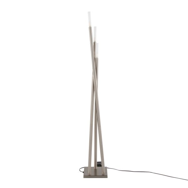 Icicle Contemporary Brushed Nickel Frosted Glass Floor Lamp 7