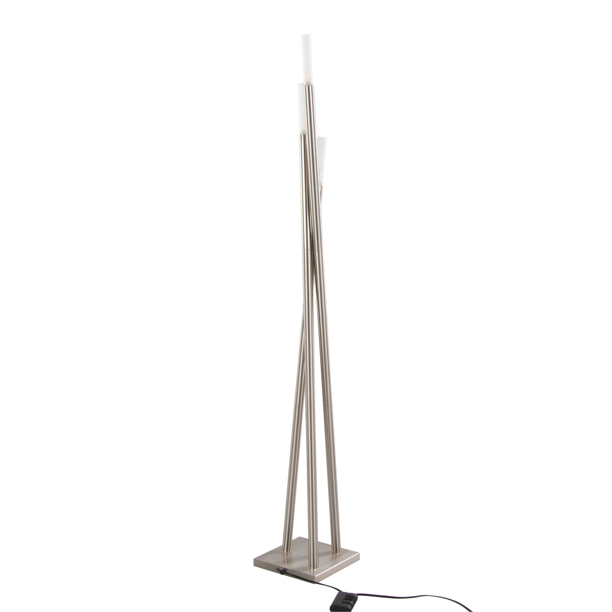 Icicle Contemporary Brushed Nickel Frosted Glass Floor Lamp 8 Icicle Contemporary Brushed Nickel Frosted Glass Floor Lamp - Image 8