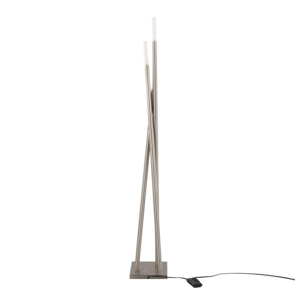 Icicle Contemporary Brushed Nickel Frosted Glass Floor Lamp 9