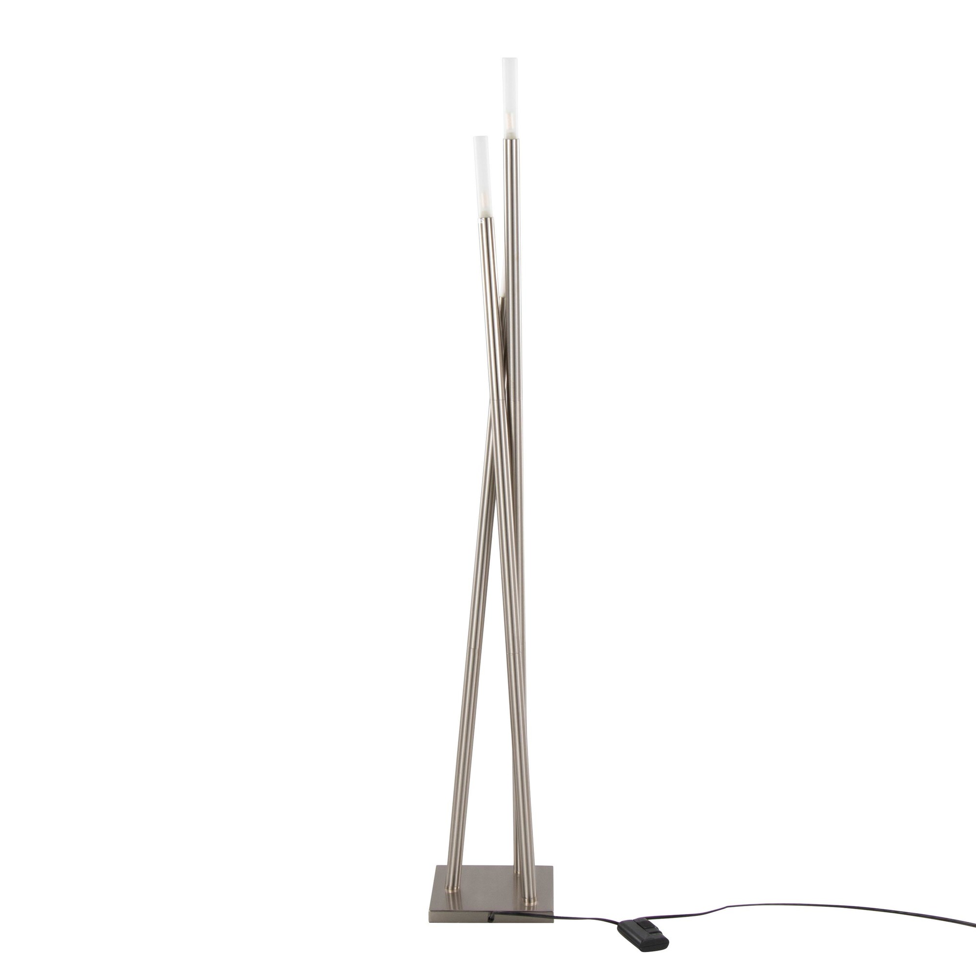 Icicle Contemporary Brushed Nickel Frosted Glass Floor Lamp 9 Icicle Contemporary Brushed Nickel Frosted Glass Floor Lamp - Image 9