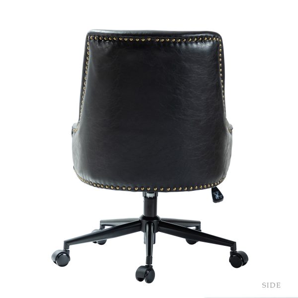 Idalia Black Faux Leather Nailhead Trim Swivel Office Chair 3