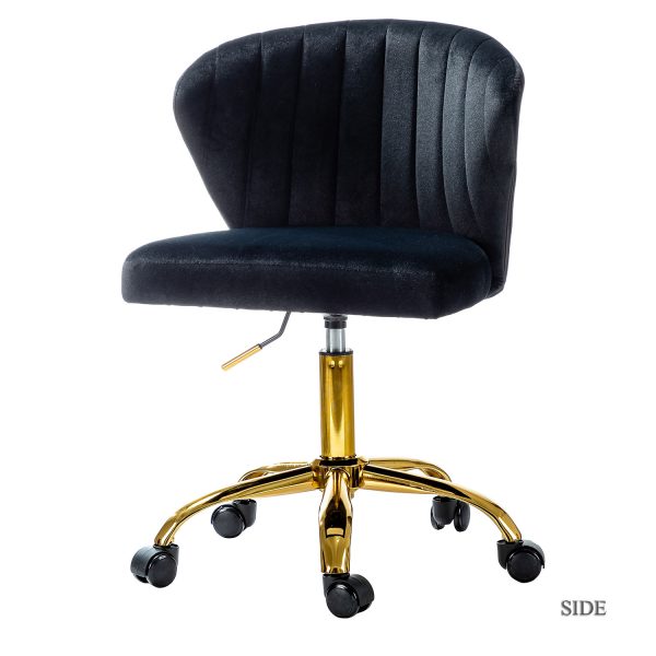 Ilia Black Velvet Ergonomic Adjustable Height Swivel Task Chair 1