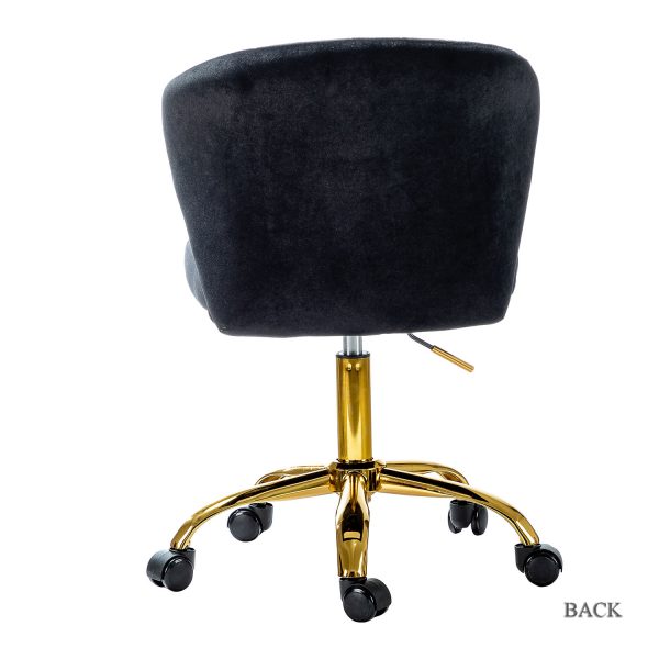 Ilia Black Velvet Ergonomic Adjustable Height Swivel Task Chair 2