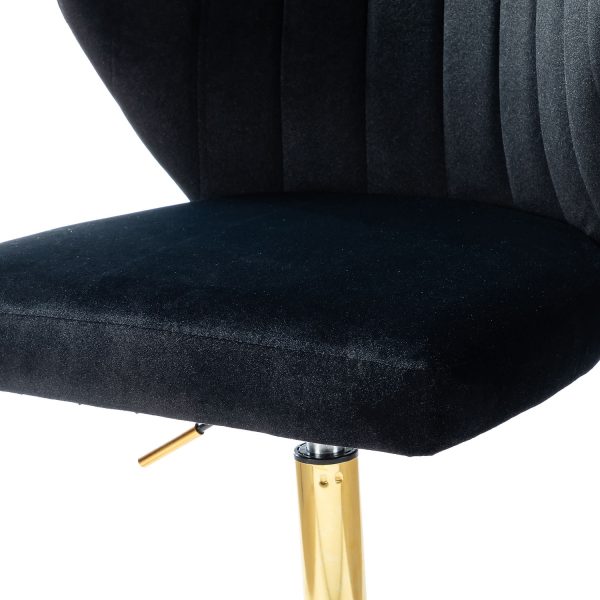 Ilia Black Velvet Ergonomic Adjustable Height Swivel Task Chair 3