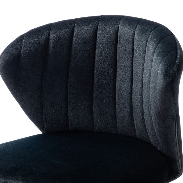 Ilia Black Velvet Ergonomic Adjustable Height Swivel Task Chair 4