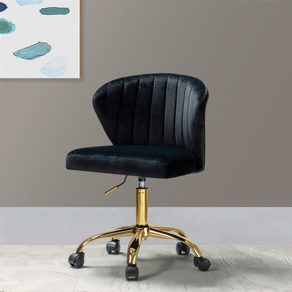 Ilia Black Velvet Ergonomic Adjustable Height Swivel Task Chair