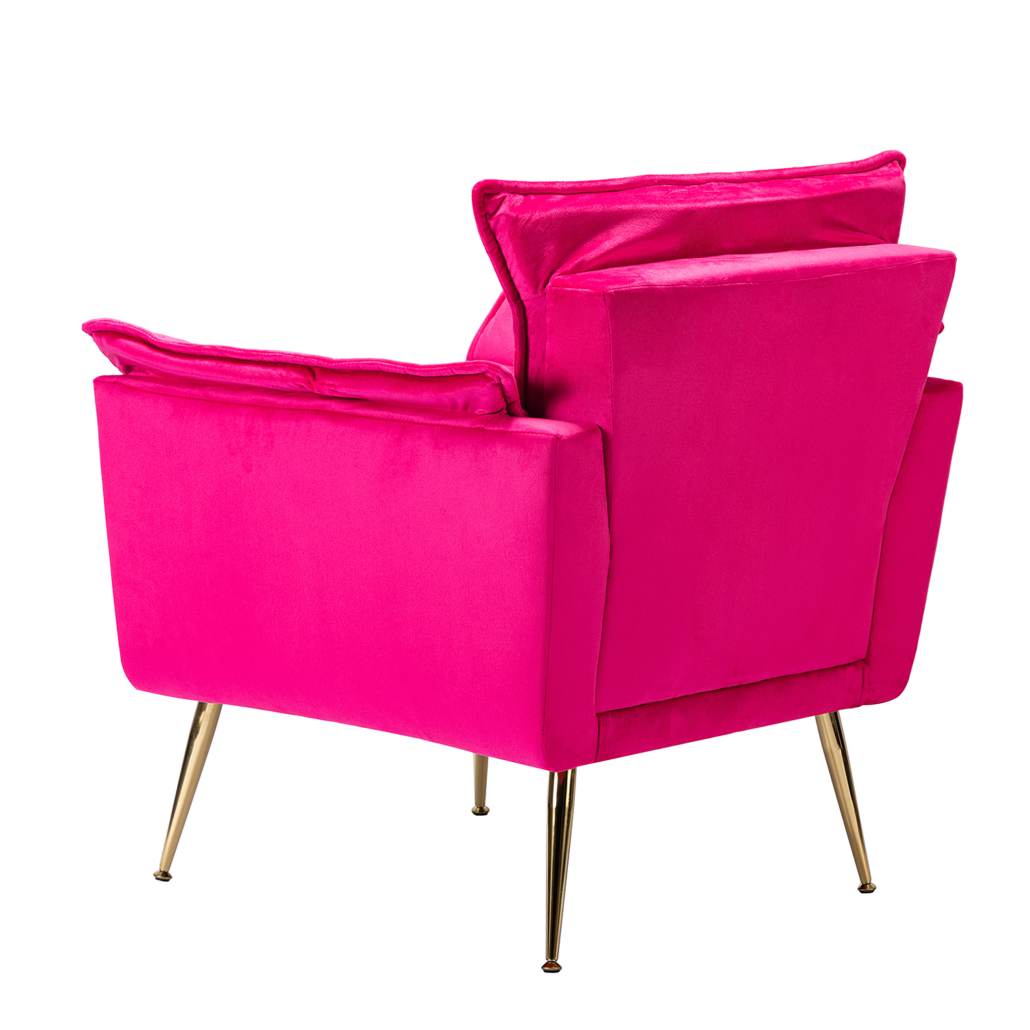 Ilia Fuchsia Velvet Tufted Accent Armchair with Golden Legs 3 Ilia Fuchsia Velvet Tufted Accent Armchair with Golden Legs - Image 3
