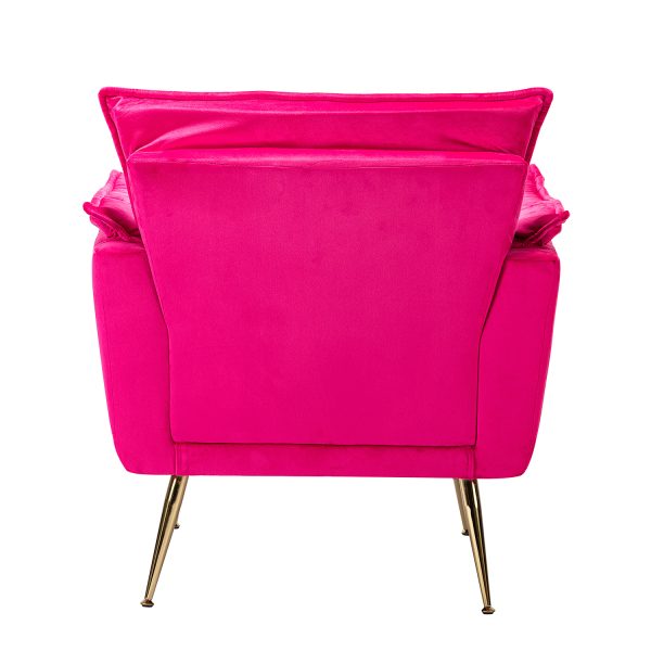 Ilia Fuchsia Velvet Tufted Accent Armchair with Golden Legs 3