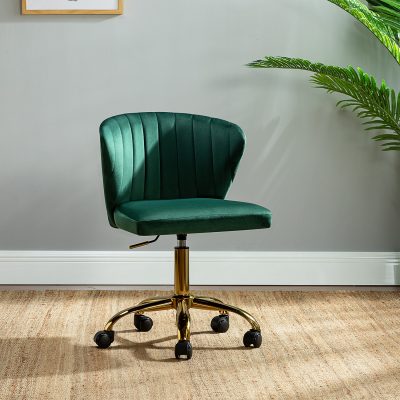 Ilia Green Velvet Ergonomic Adjustable Height Swivel Task Chair