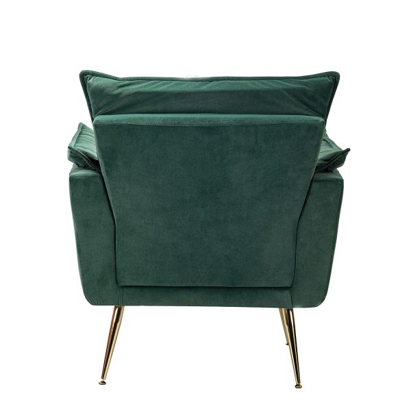 Ilia Green Velvet Tufted Accent Armchair with Golden Legs 3