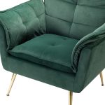 Ilia Green Velvet Tufted Accent Armchair with Golden Legs 10 Ilia Green Velvet Tufted Accent Armchair with Golden Legs