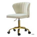 Ilia Ivory Velvet Ergonomic Adjustable Height Swivel Task Chair 7 Ilia Ivory Velvet Ergonomic Adjustable Height Swivel Task Chair