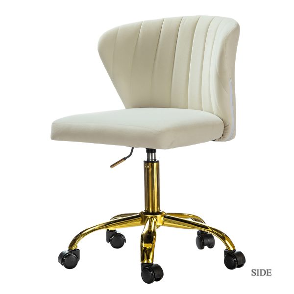 Ilia Ivory Velvet Ergonomic Adjustable Height Swivel Task Chair 1