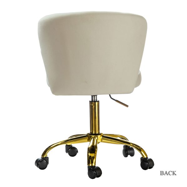 Ilia Ivory Velvet Ergonomic Adjustable Height Swivel Task Chair 2