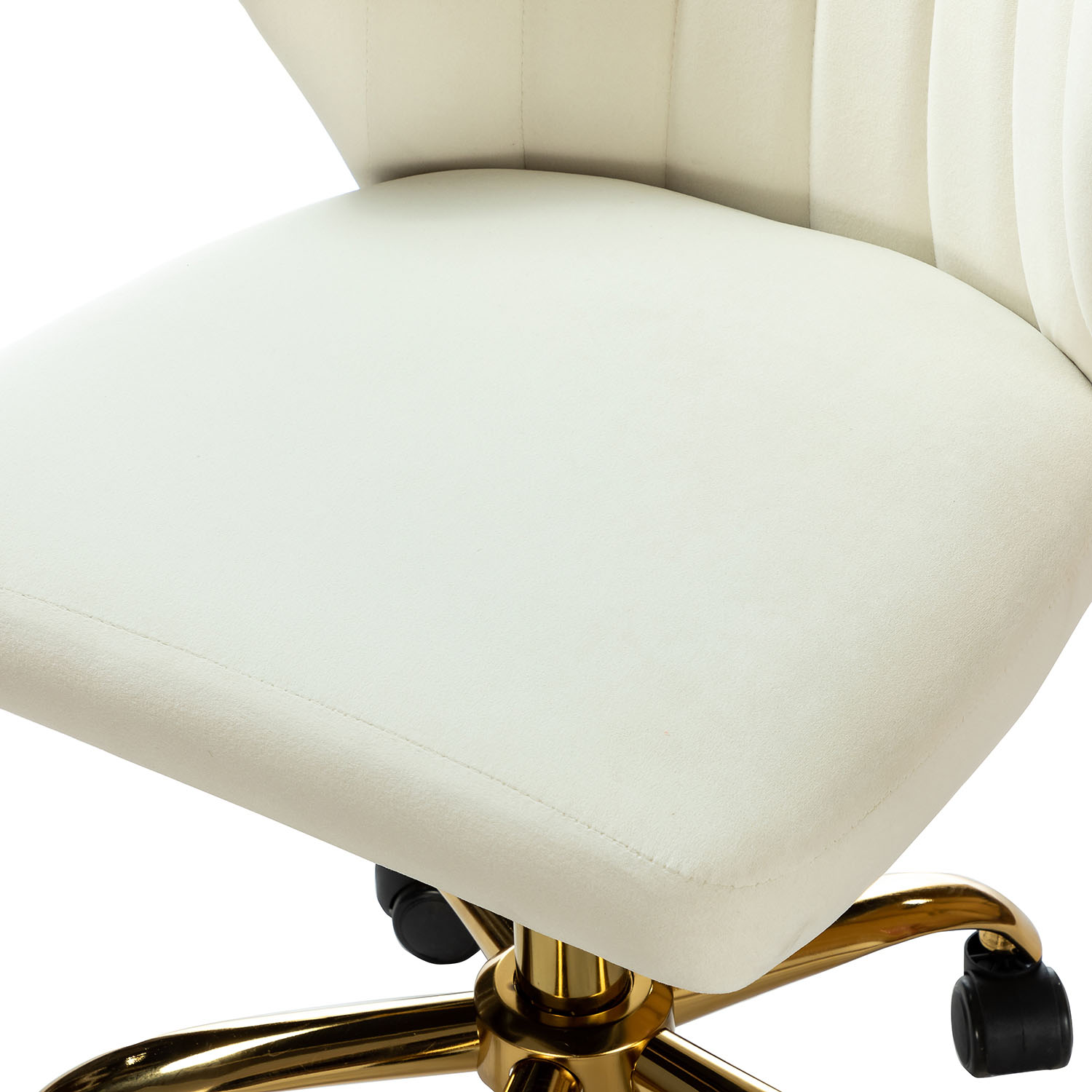 Ilia Ivory Velvet Ergonomic Adjustable Height Swivel Task Chair 4 Ilia Ivory Velvet Ergonomic Adjustable Height Swivel Task Chair - Image 4