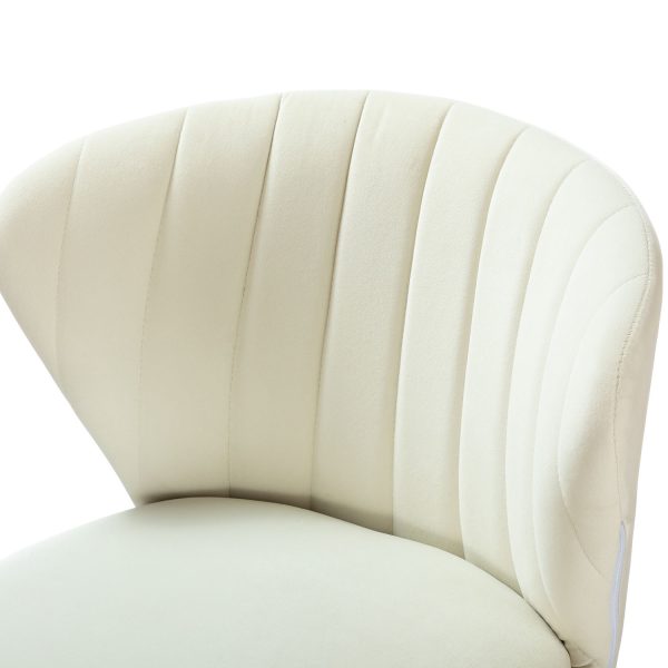 Ilia Ivory Velvet Ergonomic Adjustable Height Swivel Task Chair 4