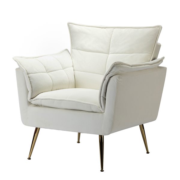 Ilia Ivory Velvet Tufted Accent Armchair 1