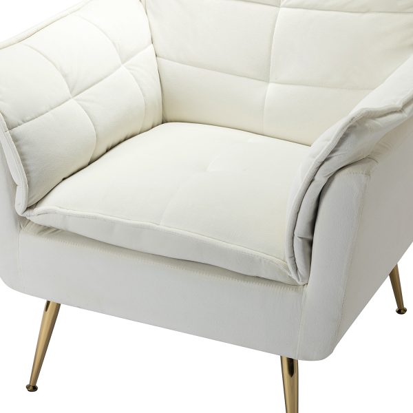Ilia Ivory Velvet Tufted Accent Armchair 4