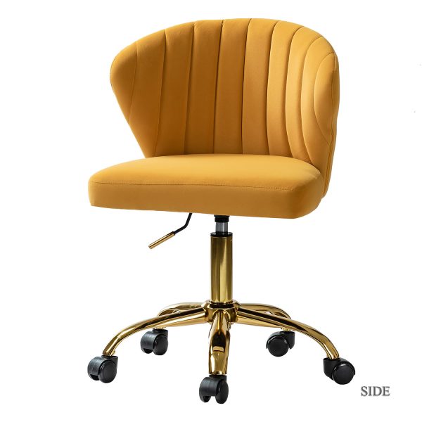 Ilia Mustard Velvet Ergonomic Adjustable Height Swivel Task Chair 1