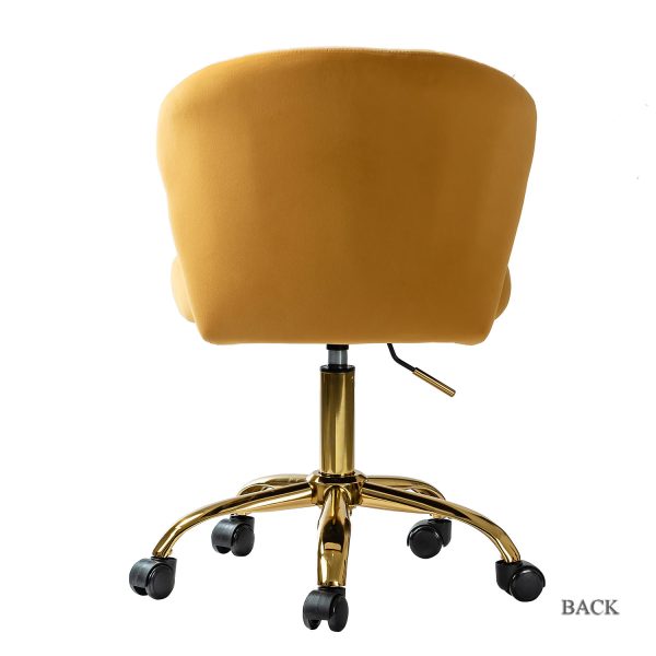Ilia Mustard Velvet Ergonomic Adjustable Height Swivel Task Chair 2