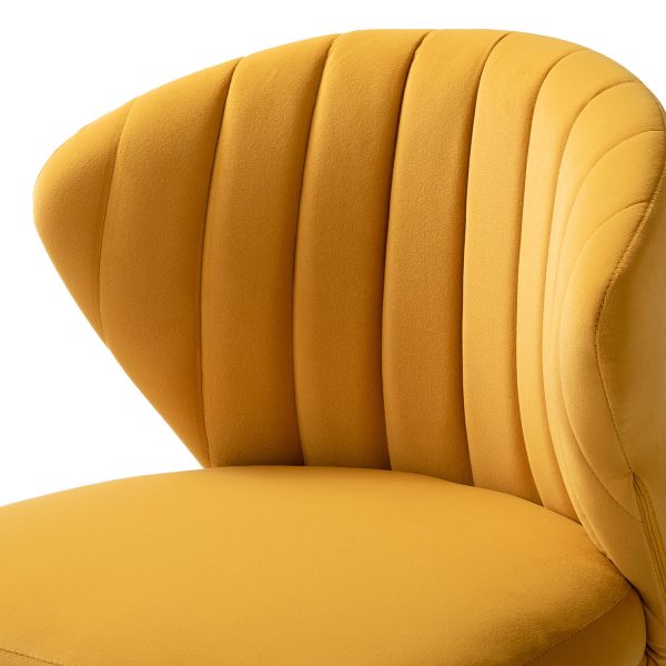 Ilia Mustard Velvet Ergonomic Adjustable Height Swivel Task Chair 4