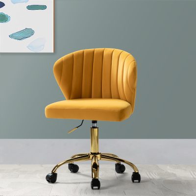 Ilia Mustard Velvet Ergonomic Adjustable Height Swivel Task Chair