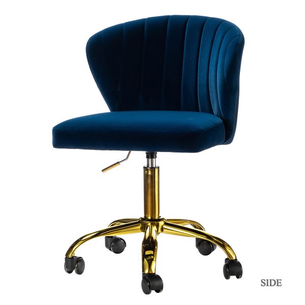 Ilia Navy Velvet Ergonomic Adjustable Height Swivel Task Chair 1