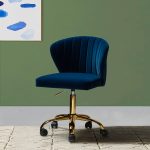 Ilia Navy Velvet Ergonomic Adjustable Height Swivel Task Chair 6 Ilia Navy Velvet Ergonomic Adjustable Height Swivel Task Chair