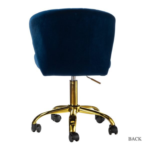 Ilia Navy Velvet Ergonomic Adjustable Height Swivel Task Chair 2